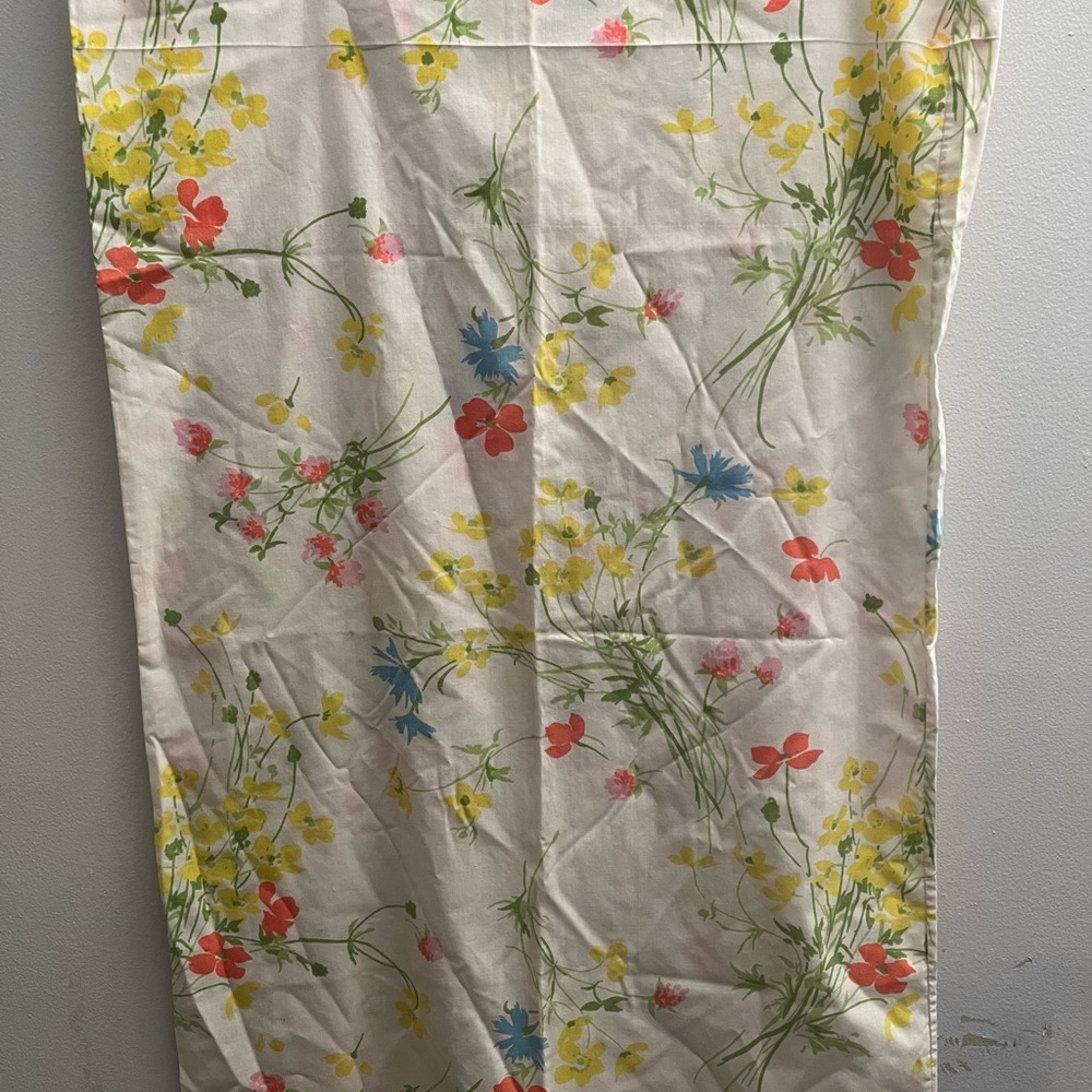 Vintage Flower Pillowcase Botanical Floral Rainbow 60s 70s Fabric Cutter Single